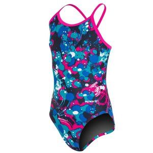 NWT Sporti Paint Splatter Thin Strap One Piece Swimsuit - Hot Pink - 30
